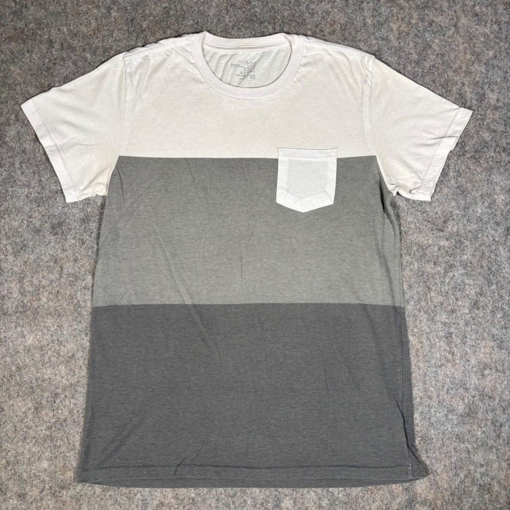 Blue Crown T-Shirt‎ Mens Medium Grey White Color Block Pocket Tee Short Sleeve